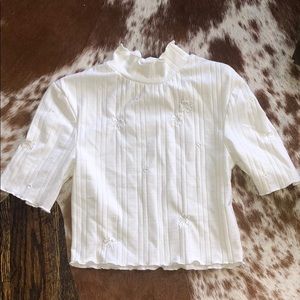 Minkpink ribbed crop with embroidery XS